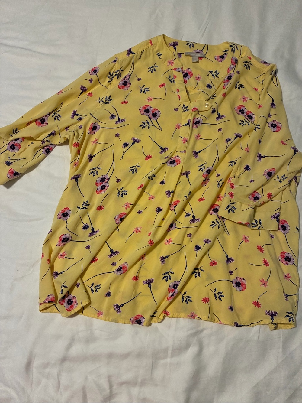 Floral Split-Neck Yellow Women's Tunic